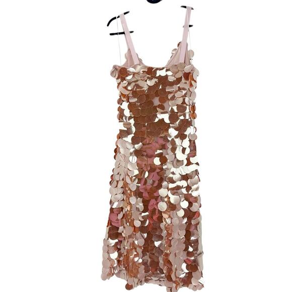 J. Crew Women's Circle-Sequin Midi Dress Sleeveless Peachy Pink Size 6 NWT - Picture 6 of 13